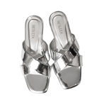 Silver Nova Cross Metallic Flat Slipper