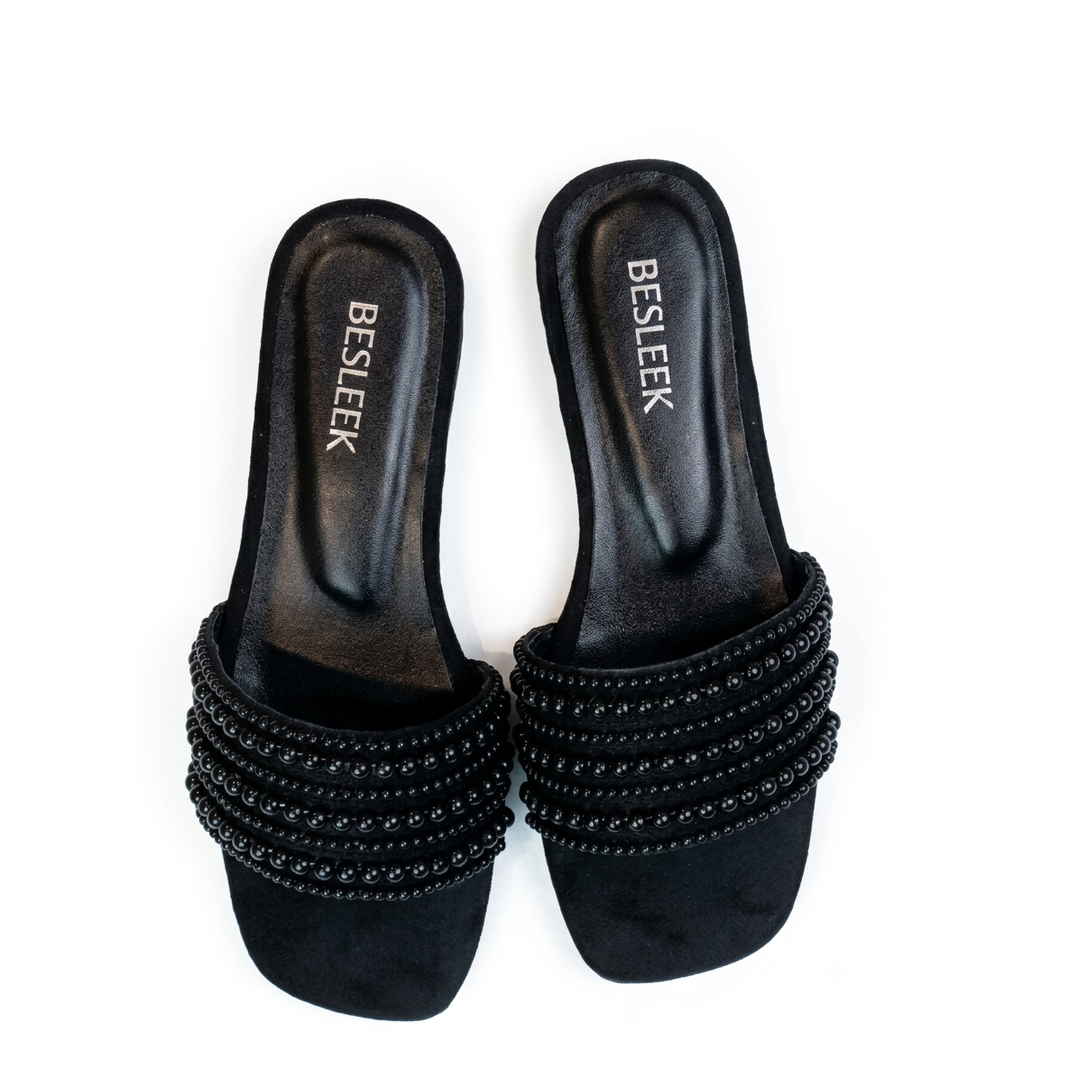 Black Pearl Luxe Embellished Flat
