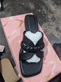 Black Luna Braid Woven Flat Slipper