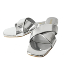Silver Nova Cross Metallic Flat Slipper