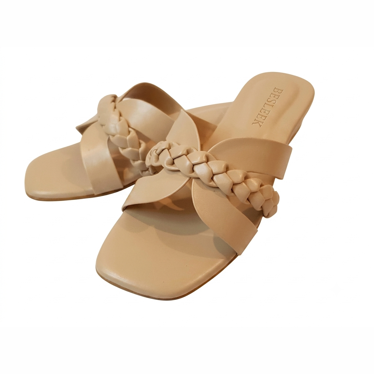 Beige Luna Braid Flat Slipper