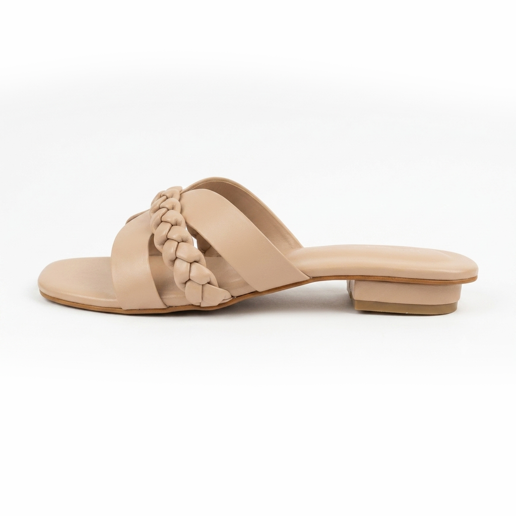 Beige Luna Braid Flat Slipper