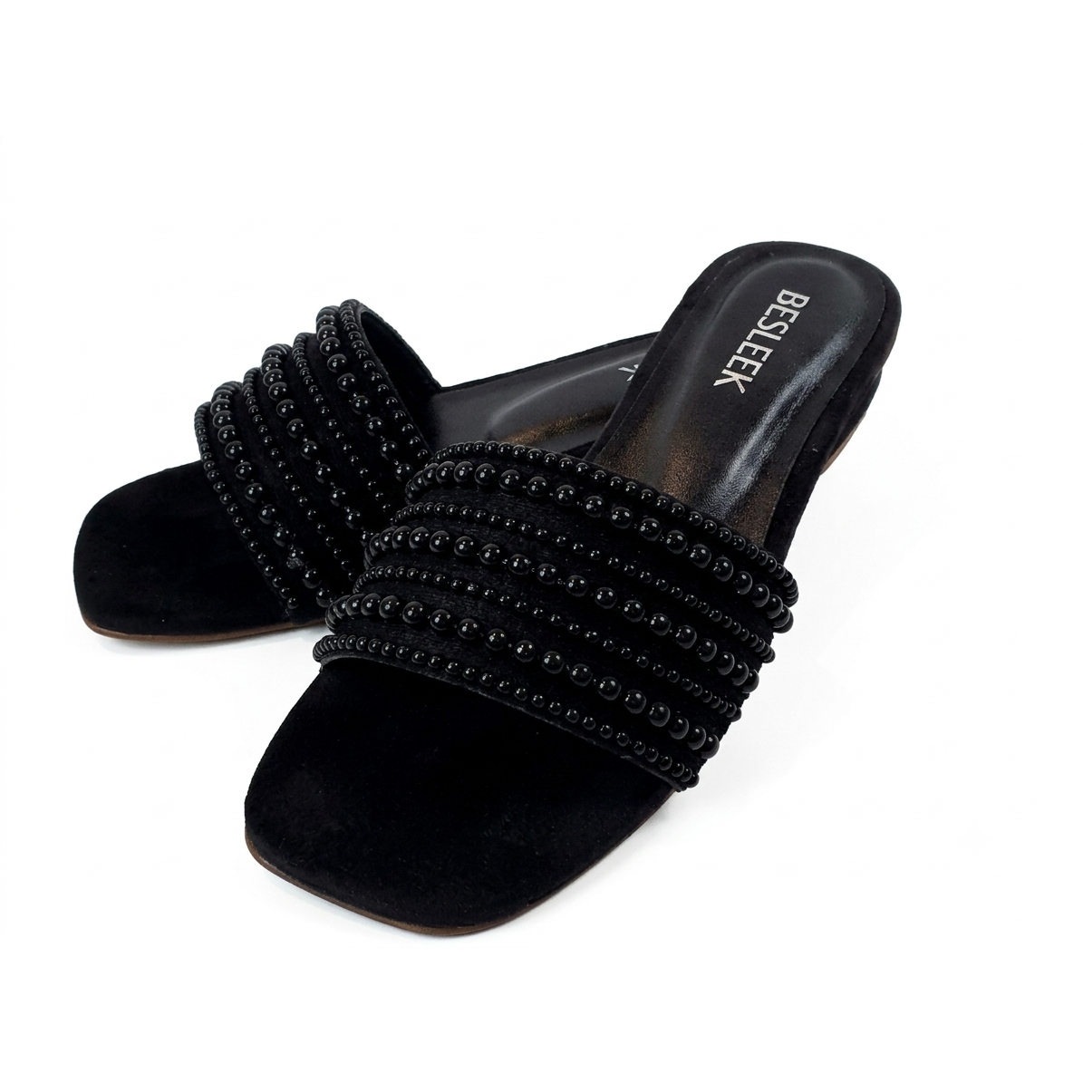 Black Pearl Luxe Embellished Flat