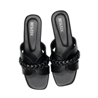 Black Luna Braid Woven Flat Slipper