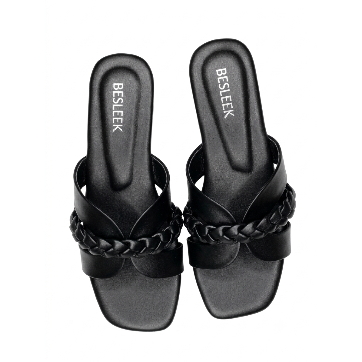Black Luna Braid Woven Flat Slipper