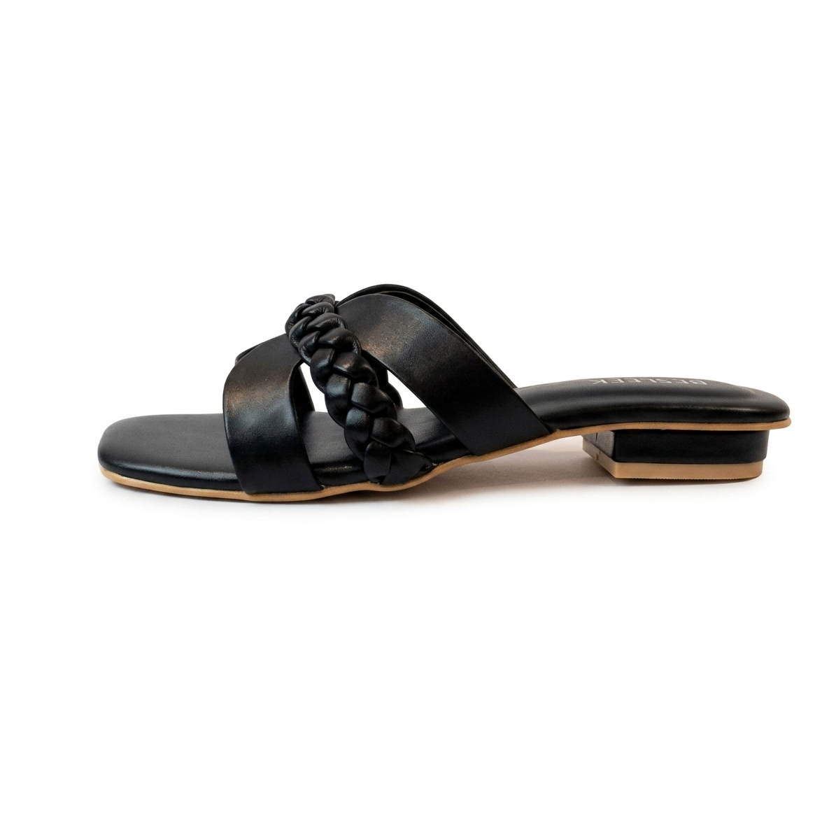 Black Luna Braid Woven Flat Slipper