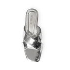 Silver Nova Cross Metallic Flat Slipper