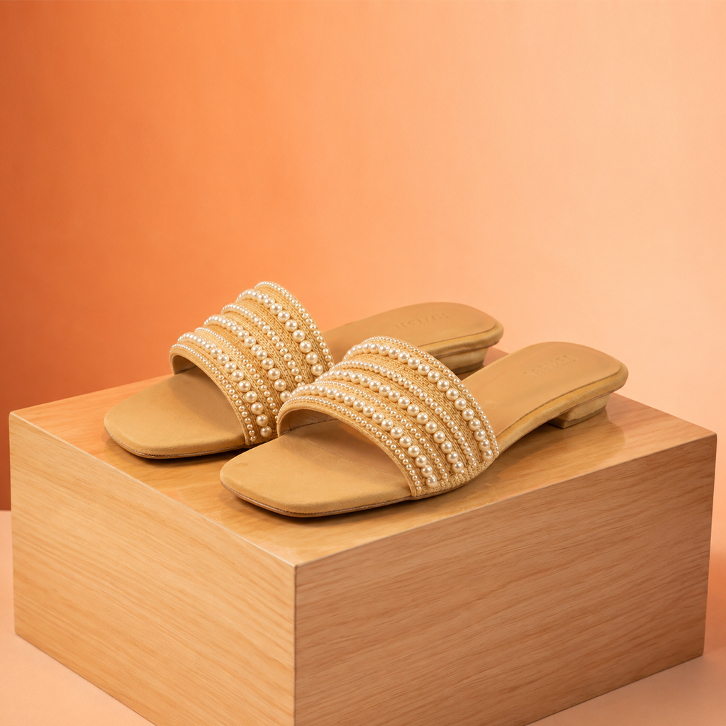 Pearl Luxe Embellished Flat Slipper