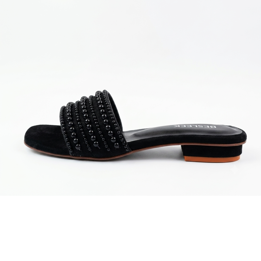 Black Pearl Luxe Embellished Flat