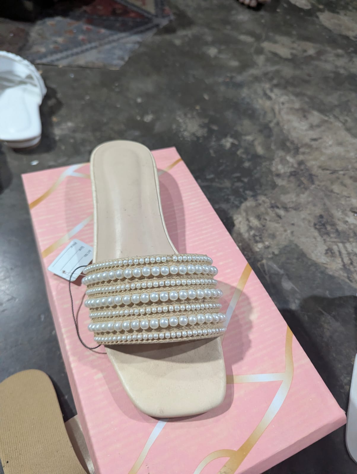 Pearl Luxe Embellished Flat Slipper