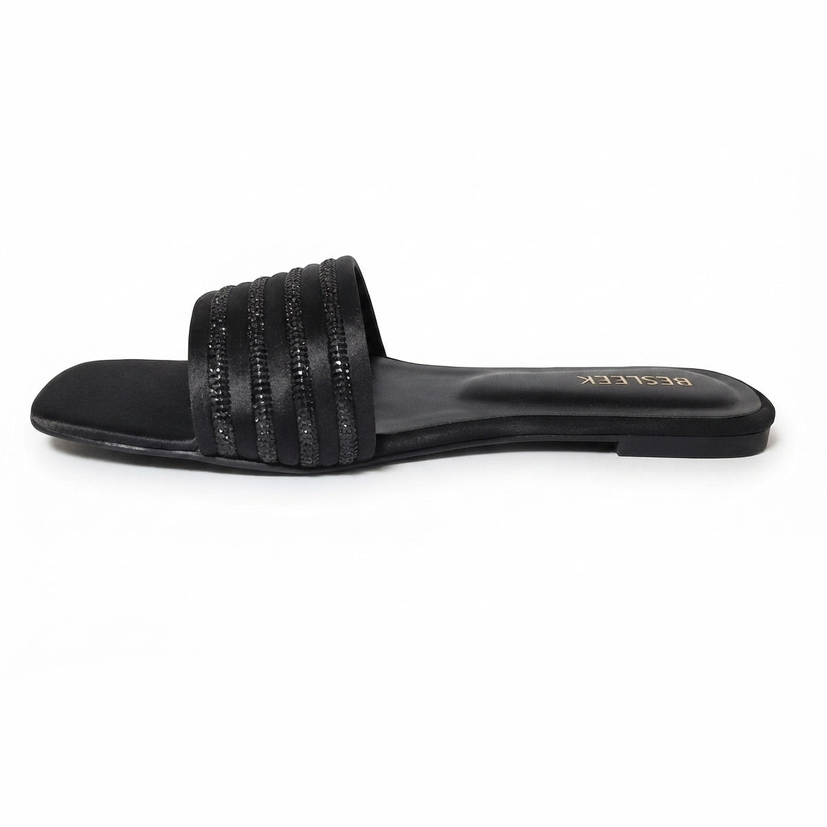 Black Crystal Grace Rhinestone Flat Slipper