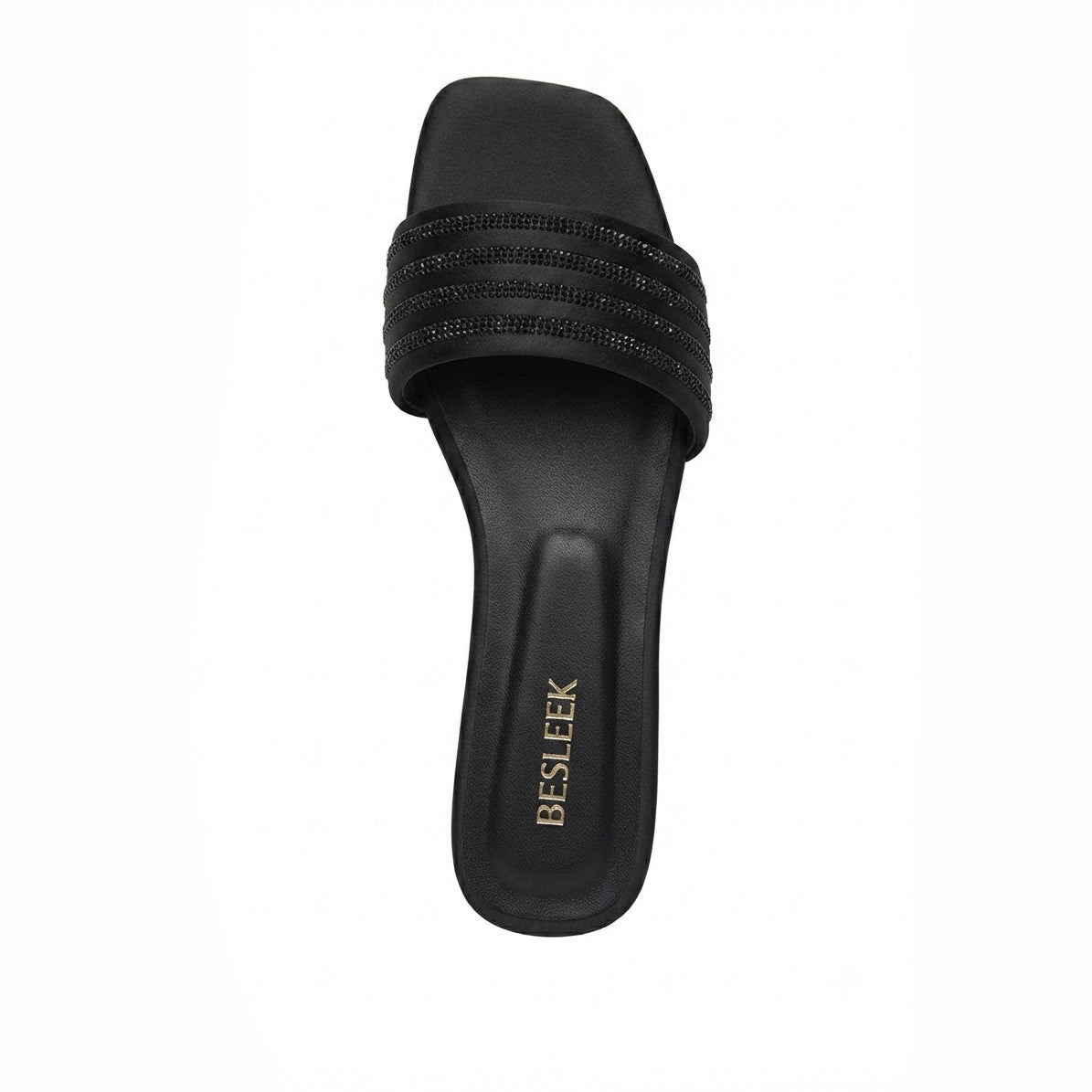 Black Crystal Grace Rhinestone Flat Slipper