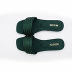 Emerald Green Crystal Grace Rhinestone Flat Slipper