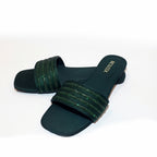 Emerald Green Crystal Grace Rhinestone Flat Slipper